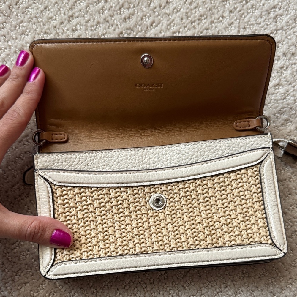 Coach Beige and White Woven Wristlet - Picture 2 of 3